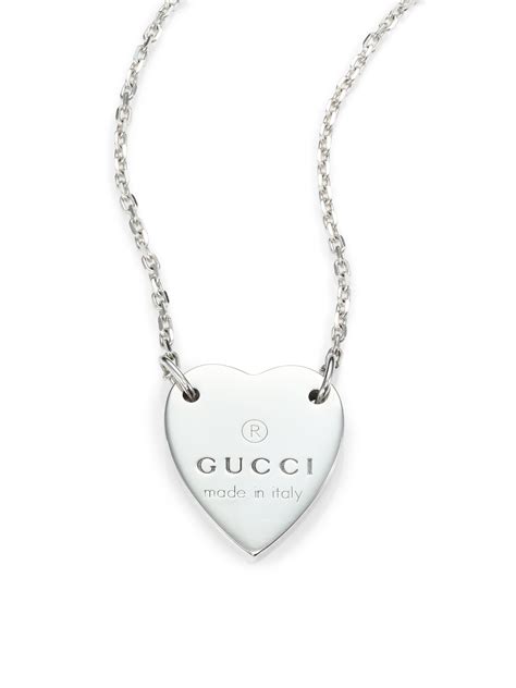 gucci silver heart ne|gucci necklace with heart pendant.